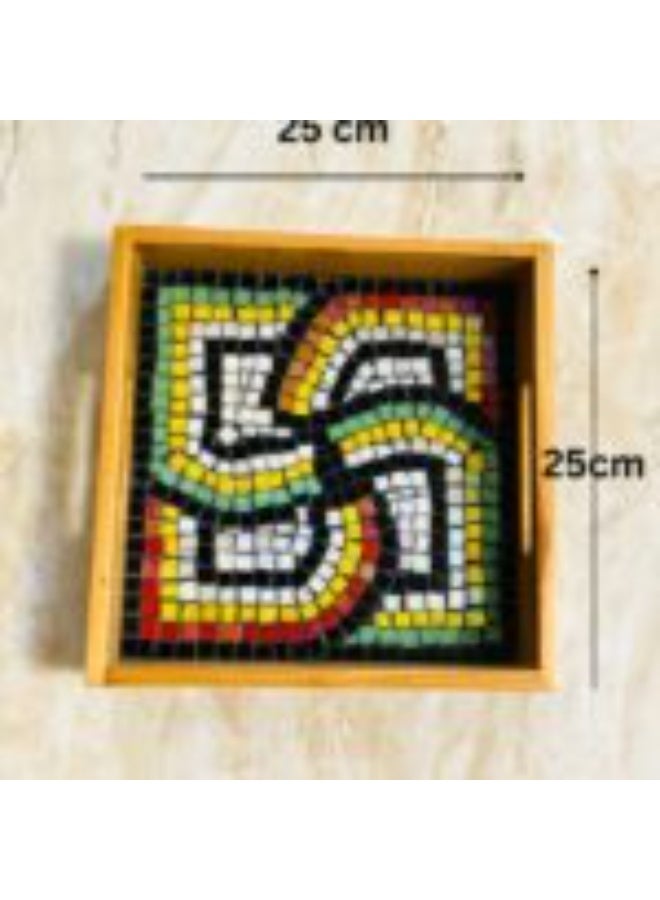 كوكارو هوم صينية تقديم خشبية مصنوعة يدويًا بتصميم موزيك - Image 2